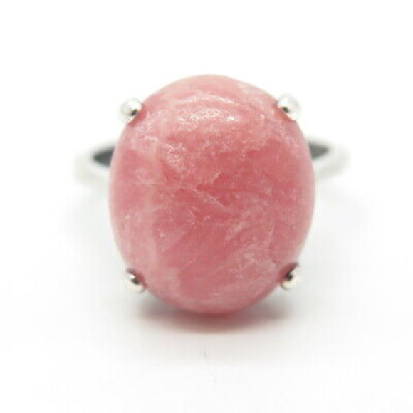 925 Sterling Silver Vintage Real Rhodochrosite Gem Ring Size 7.25 - Picture 3 of 8